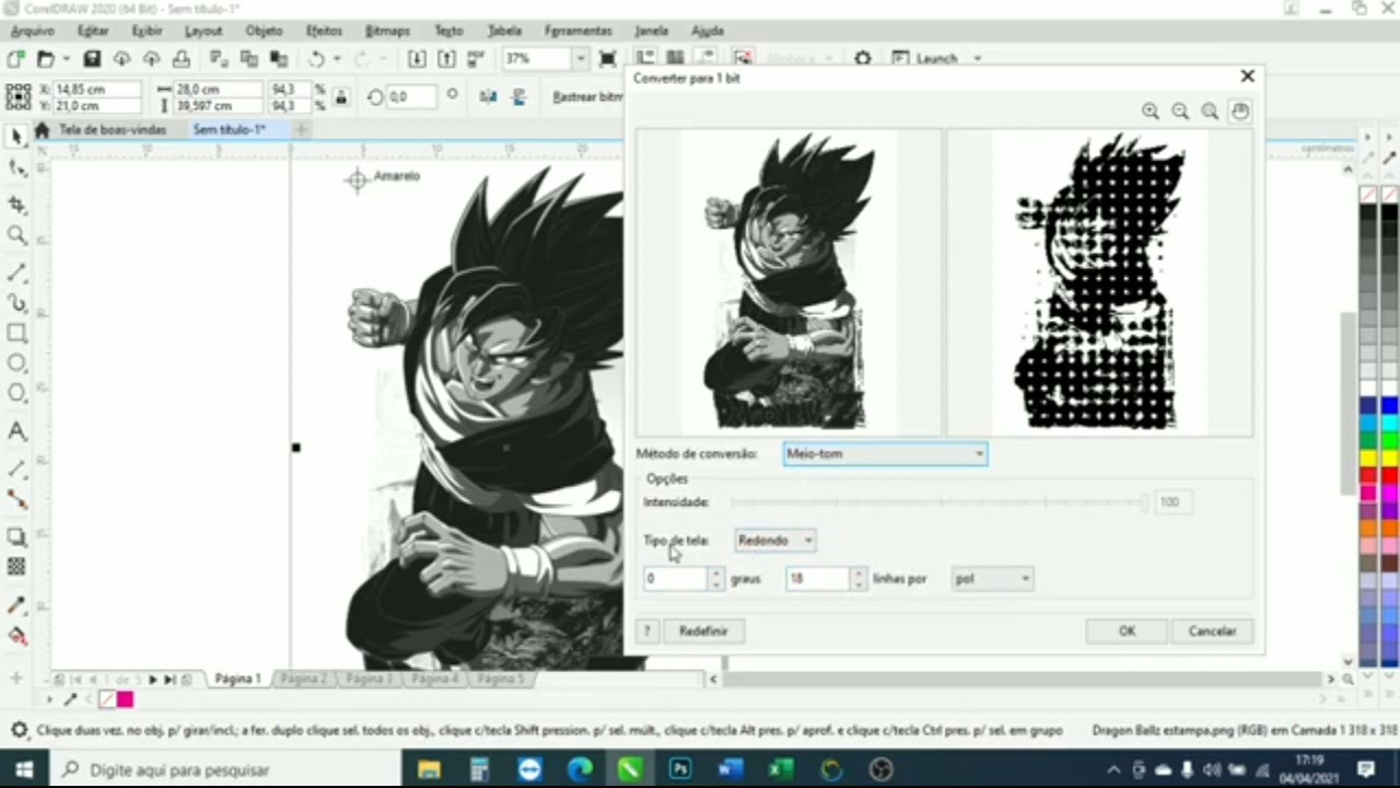Como separar uma Quadricromia no CorelDraw + Fundo branco reticulado para tecido escuros