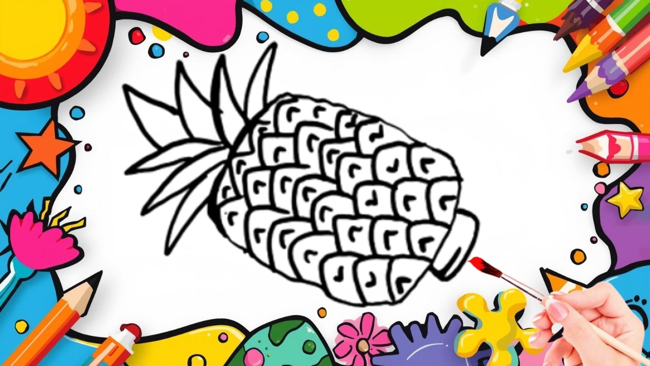How To Draw cute Pineapple Drawing, Painting & Coloring For Kids and Toddlers_🌈🎨 🐋