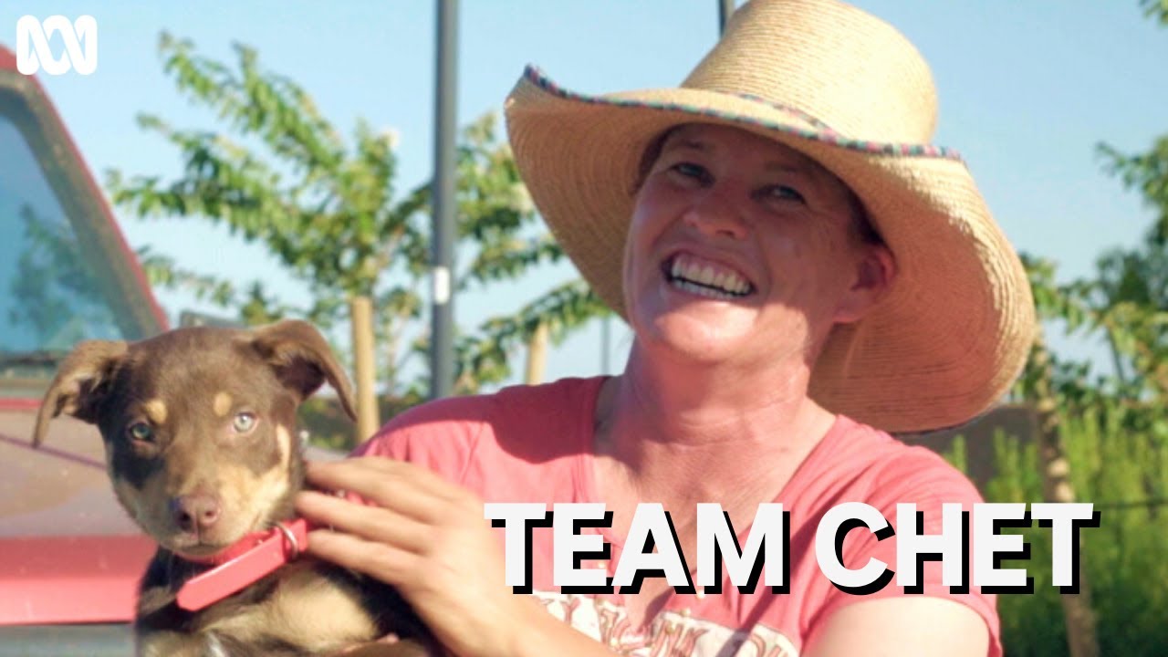 Cheeky kelpie puppy Chet and Cowgirl Joni Hall | Muster Dogs