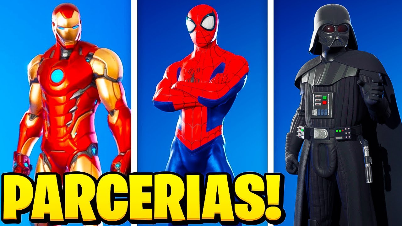 TODAS AS SKINS DE PARCERIAS QUE SÃO DE PASSE DE BATALHA DO FORTNITE!
