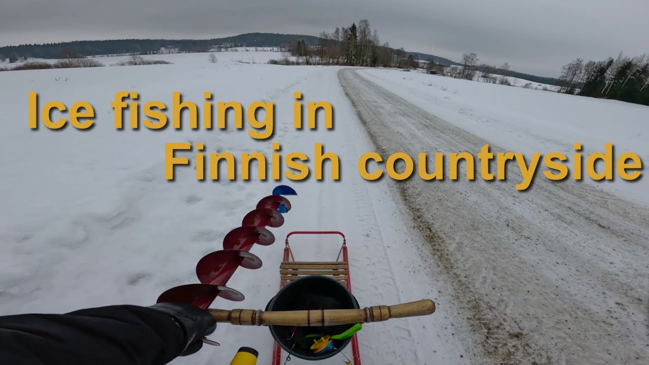 POV Realistic ice fishing trip in Finnish countryside