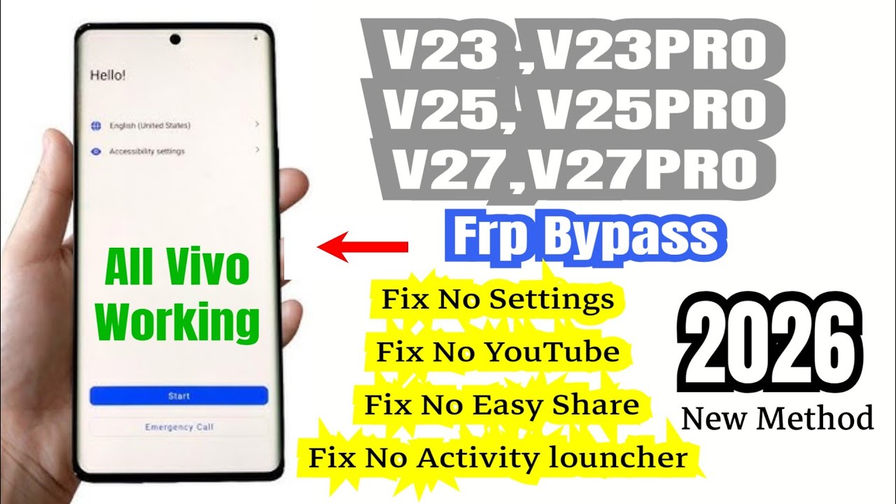 Vivo V23 V23PRO V25, V25PRO V27 V27PRO, All Vivo 5g Frp Bypass Android 14 2026 // Fix No Easy Share 