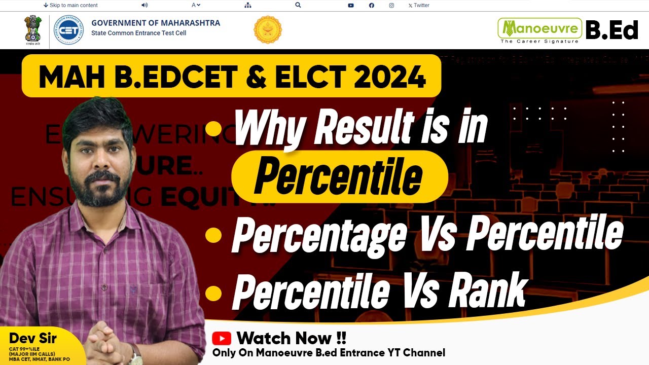 MAH B.ED CET & ELCT 2024 - Why Result Is In Percentile? | Percentage Vs Percentile Vs Rank