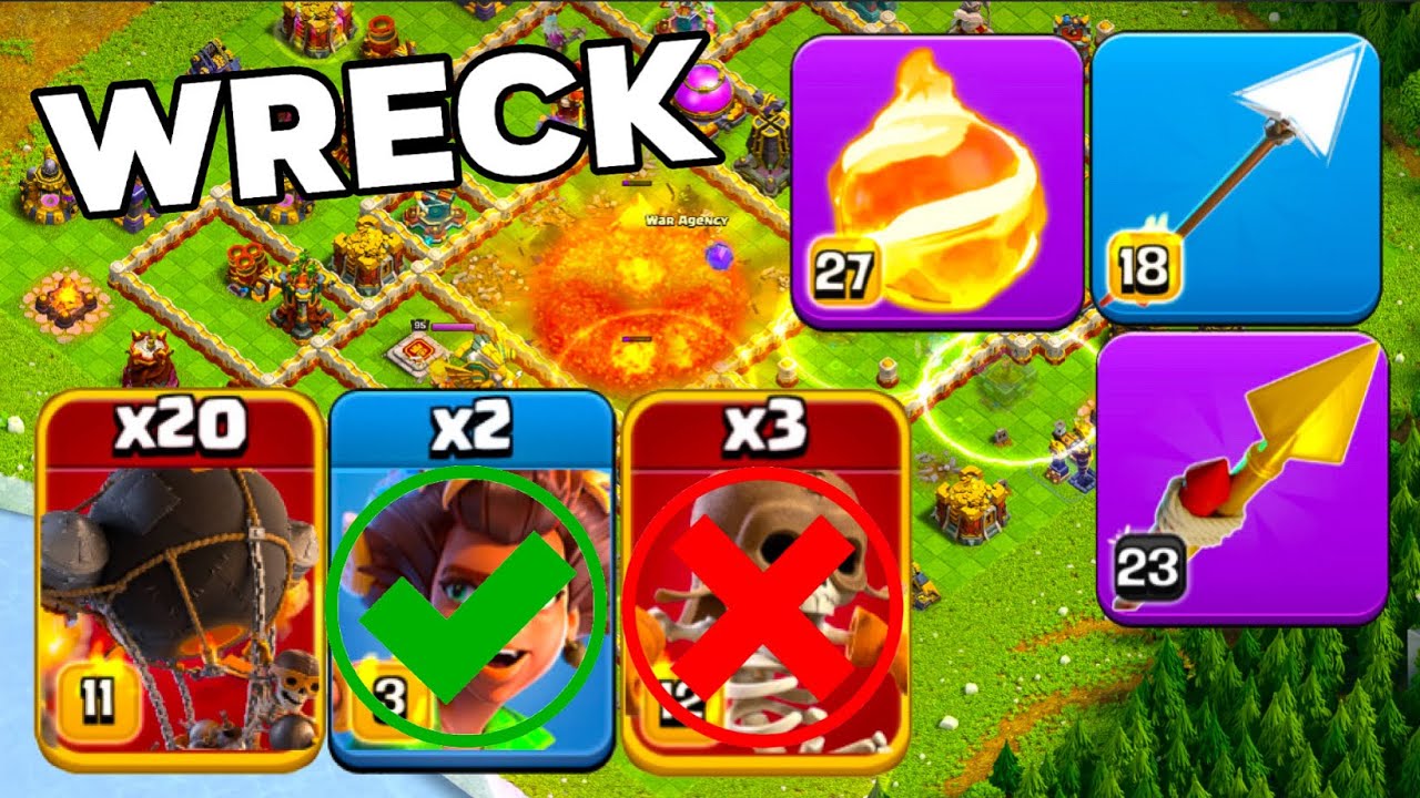 RC Trick + Warden Fireball TH16 Rocket Balloon Wrecking Legend League Attacks!