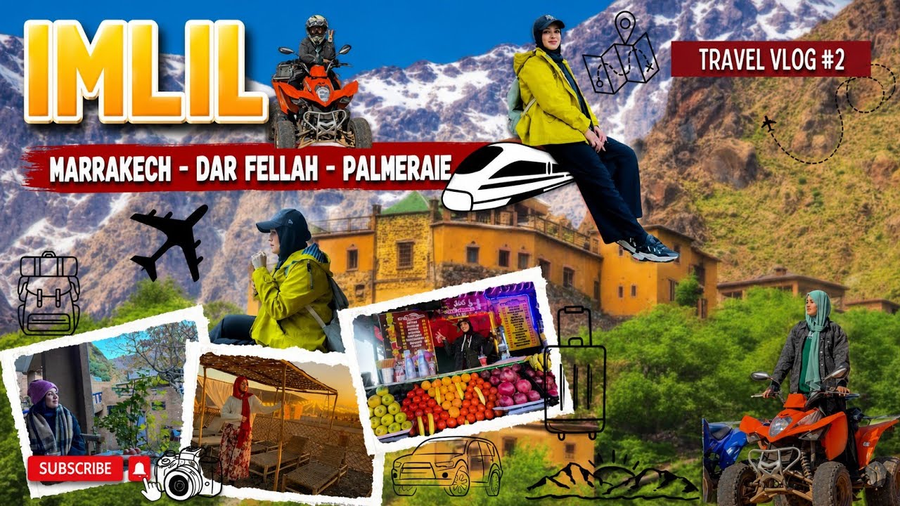 رحلة لكل من إمليل دار الفلاح مراكش الحمراء أكافاي نخيل 🌴🐪 رحلة منظمة voyage organisé دازت واعرة 💥🇲🇦