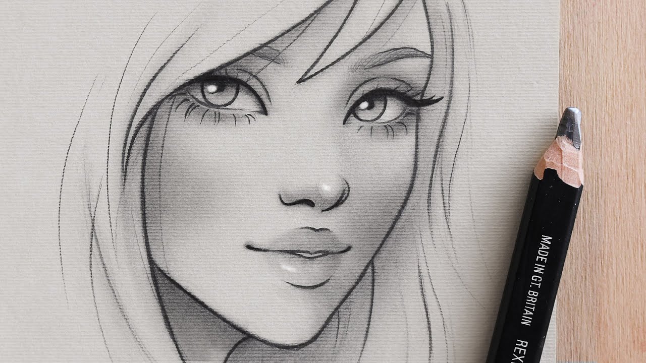 تعلم الرسم : كيف ترسم بورتريه انمي بسيط بالرصاص | رسم الوجه خطوة بخطوة