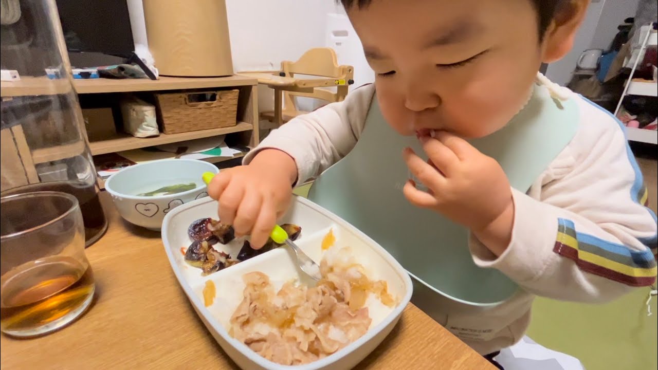 【2歳２ヶ月】1/13の夕飯と発語とマイブーム［2 years and 2 months old] Dinner, speech and my boom on 1/13.