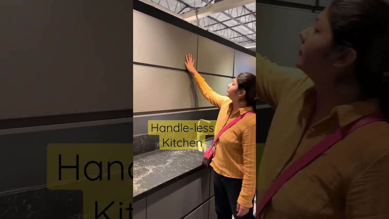 Handle-less kitchen !#homehacks #interiordesign #coloraza #kitchen #shorts #kitchenitems