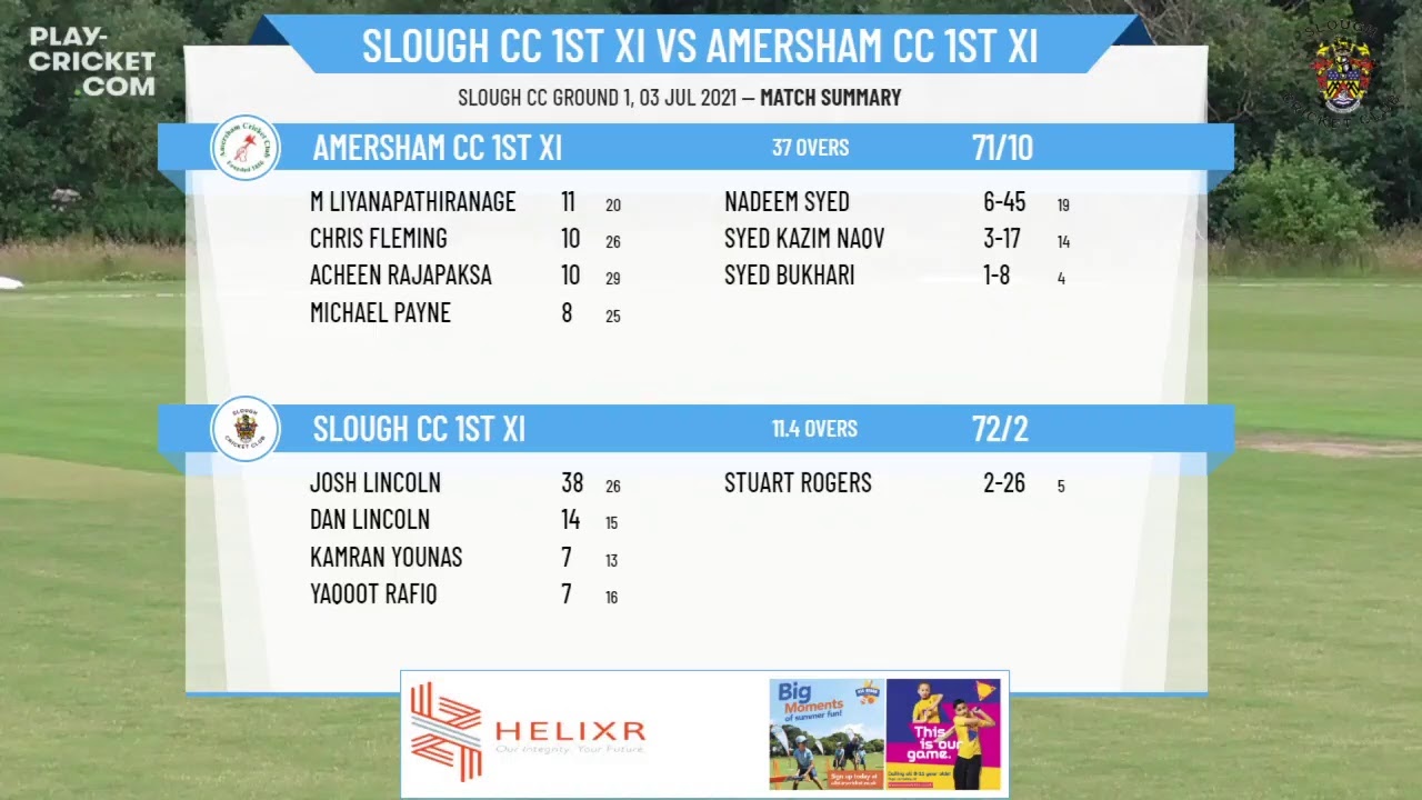 Home Counties Premier League - Division 2 Round 9 - Slough CC 1st XI v Amersham CC 1st XI