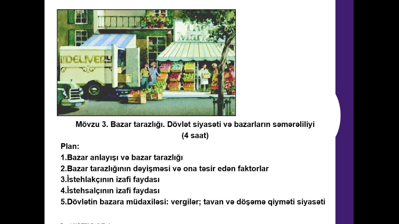 Mikro İqtisadiyyat - 01 Bazar Tarazlığı