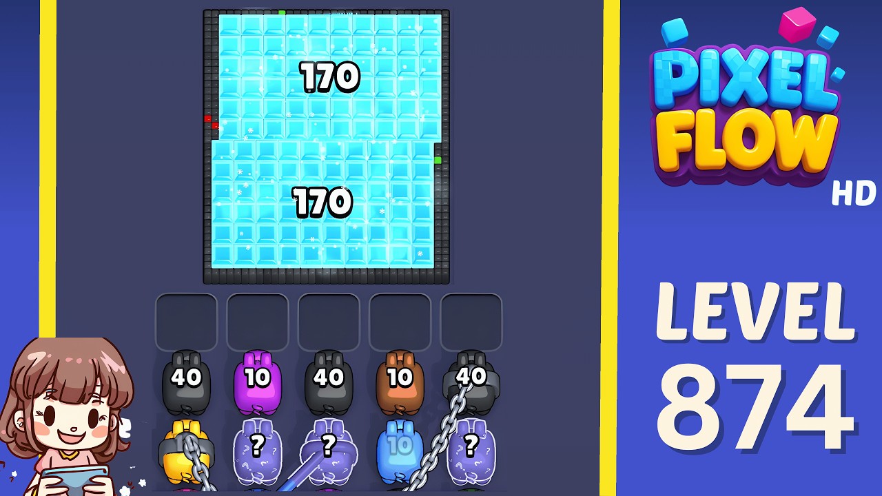 Pixel Flow Level 874 Solution Walkthrough