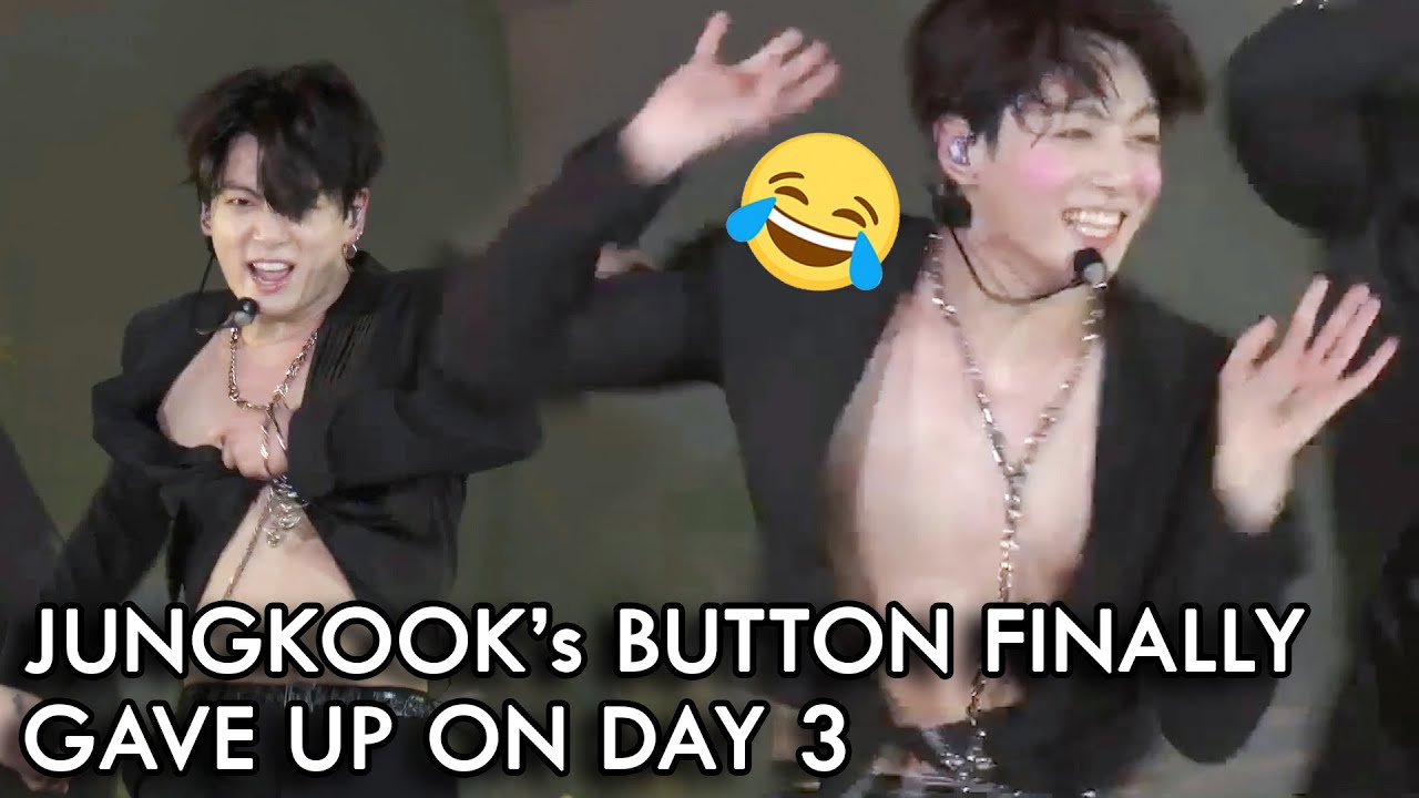 JUNGKOOK&rsquo;s BUTTON FINALLY GAVE UP ON DAY 3/ Jungkook wardrobe malfunctions
