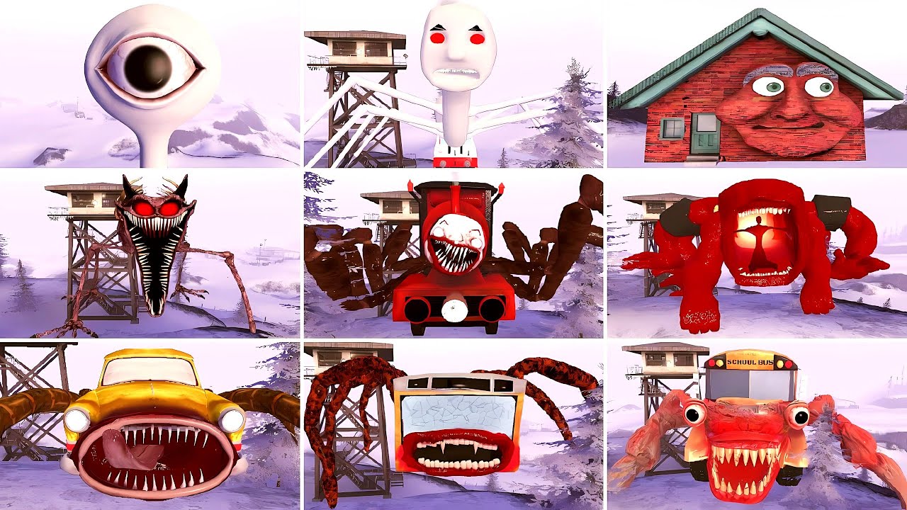 SCHOOlBUS EATER, MONSTER HOUES, HOUSE HEAD, BUS EATER, CHOO CHOO CHARLES, THOMAS AND FRIENDS IN GMOD