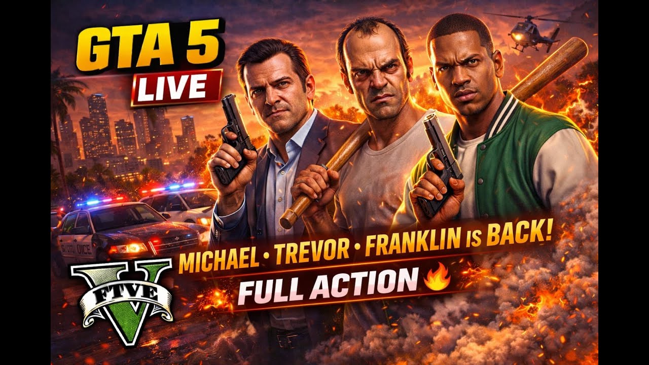 GTA 5 LIVE Gameplay 🔥 | Michael, Franklin & Trevor | Full Action Stream