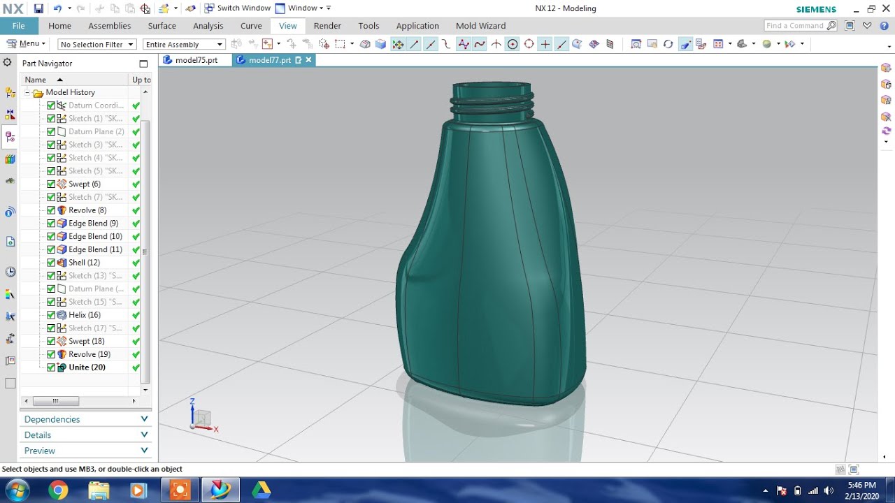 NX CAD # tutorial 8.8 # Bottle Design #studio spline curve #Advanced solid Tutorial