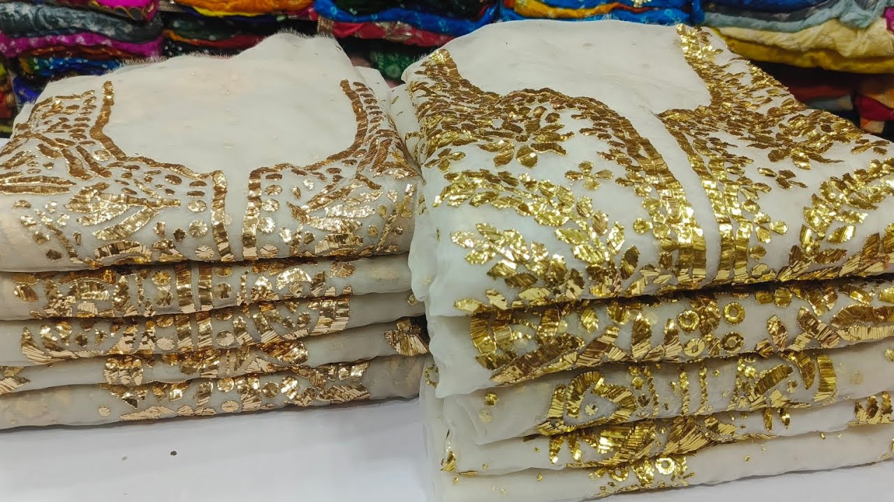 Discover the Elegance of Pure Indian Georgette and Organza Fabrics Traditional Mukesh Kamdani Work