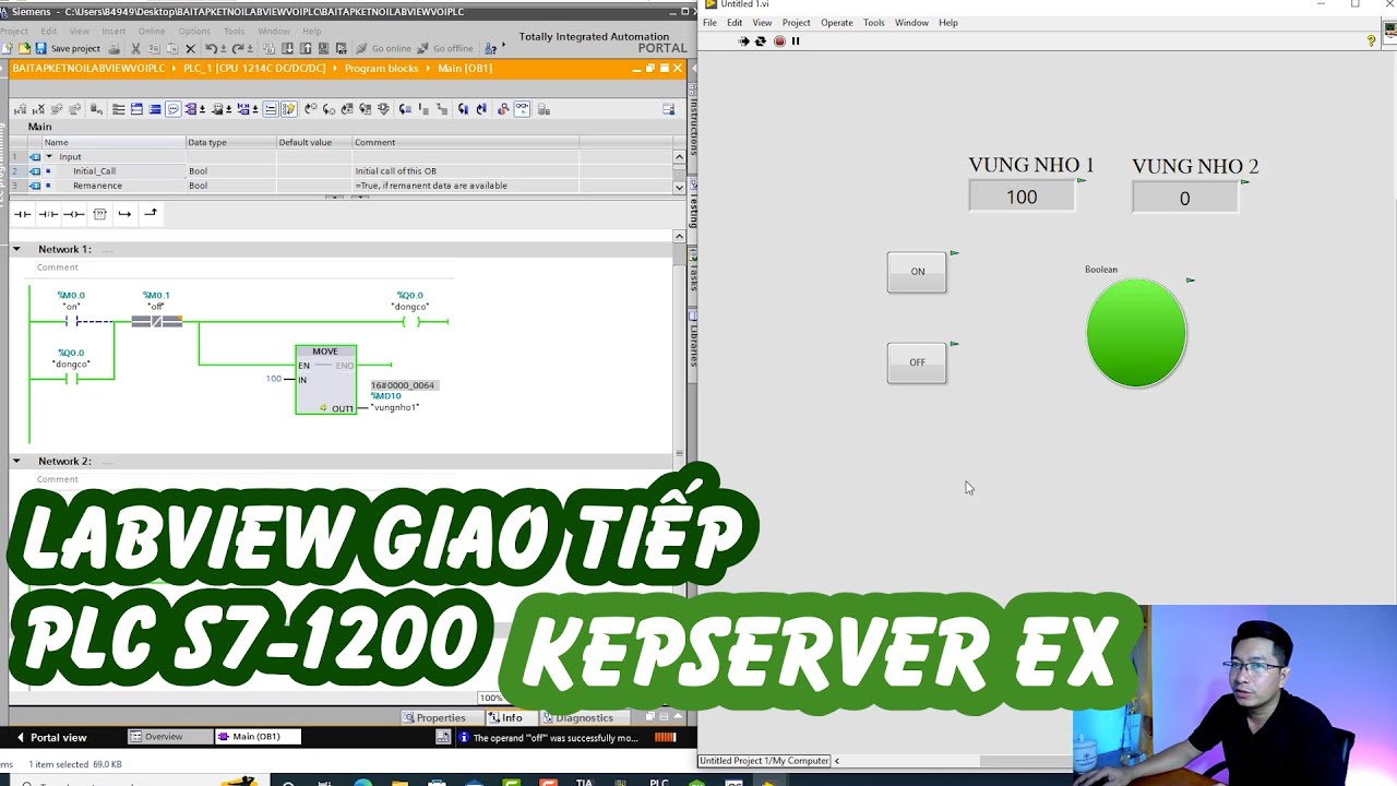 LabVIEW giao tiếp PLC S7 1200 thông qua Kepware 