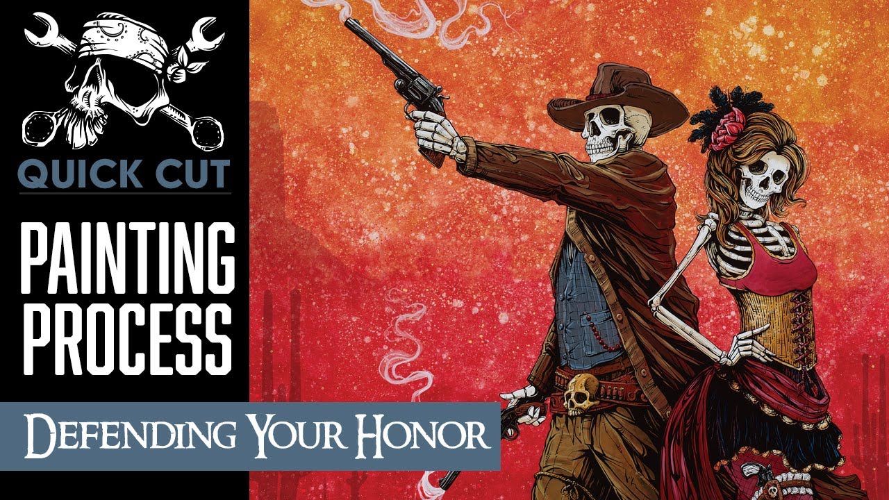 Quick Cut || Enamel Cowboy Painting Time-lapse 💀 || David Lozeau