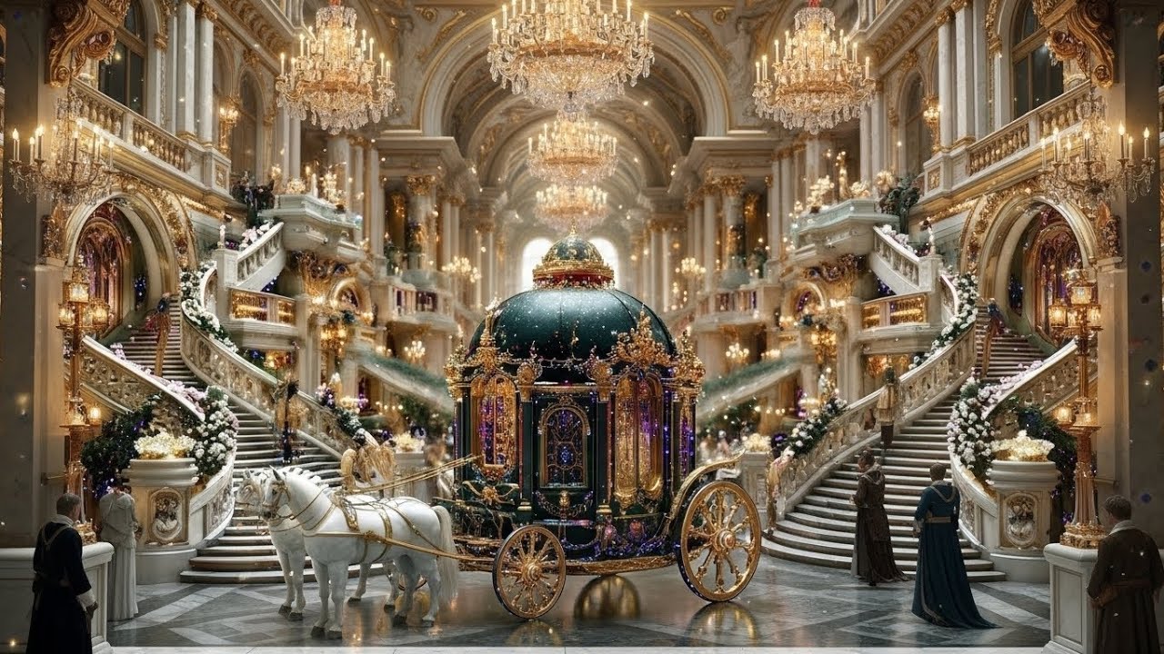 AI Generated Royal City Palace | Golden Luxury Fairytale Carriage in 4K