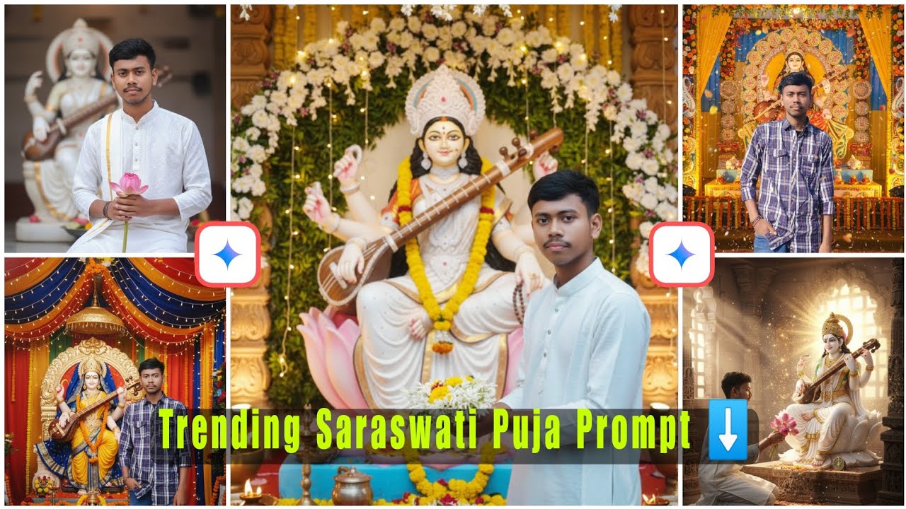 Saraswati Puja AI Photo Editing ✨ | Viral Google Gemini photo Edit🔥#geminiai #saraswatipuja 