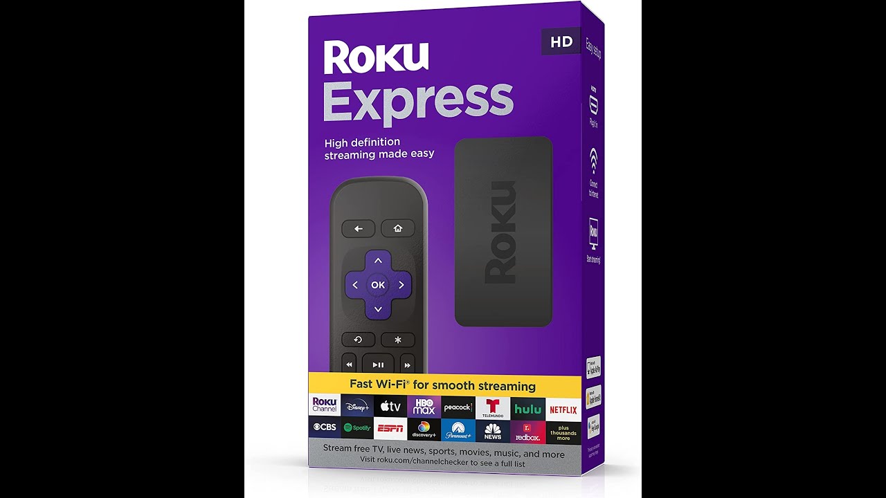 Roku Express (New, 2022) HD Streaming Device with High-Speed HDMI Cable and Simple Remote,