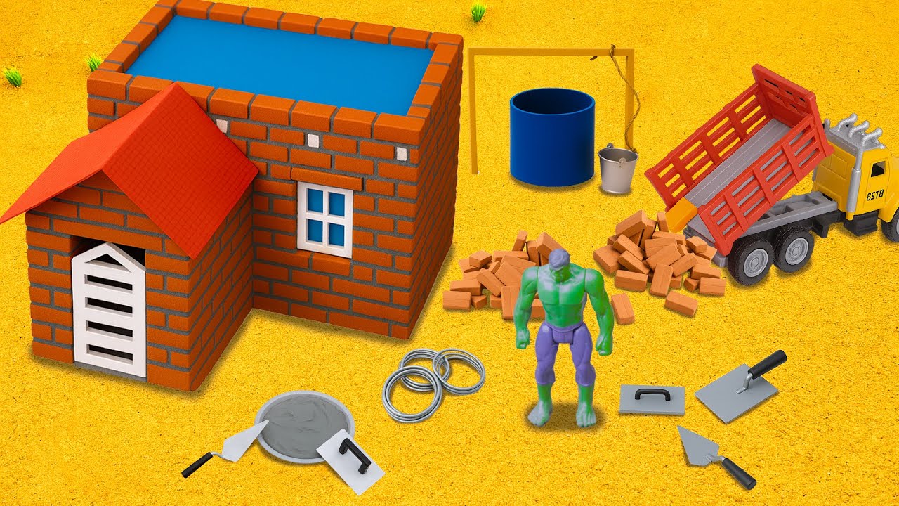 DIY Hulk Builds Mini Brick House with Water Storage Tank | Construction Science Project