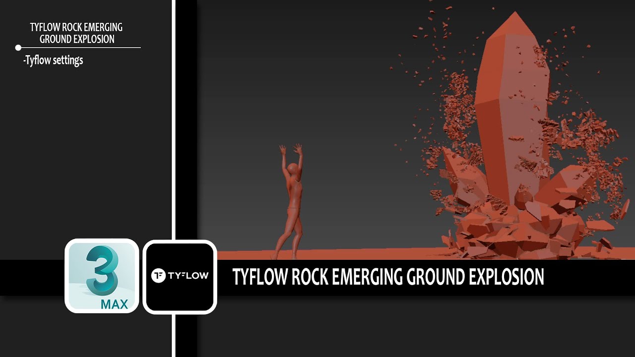Tyflow ground rock emerging effect| Ground explosion I 3ds max
