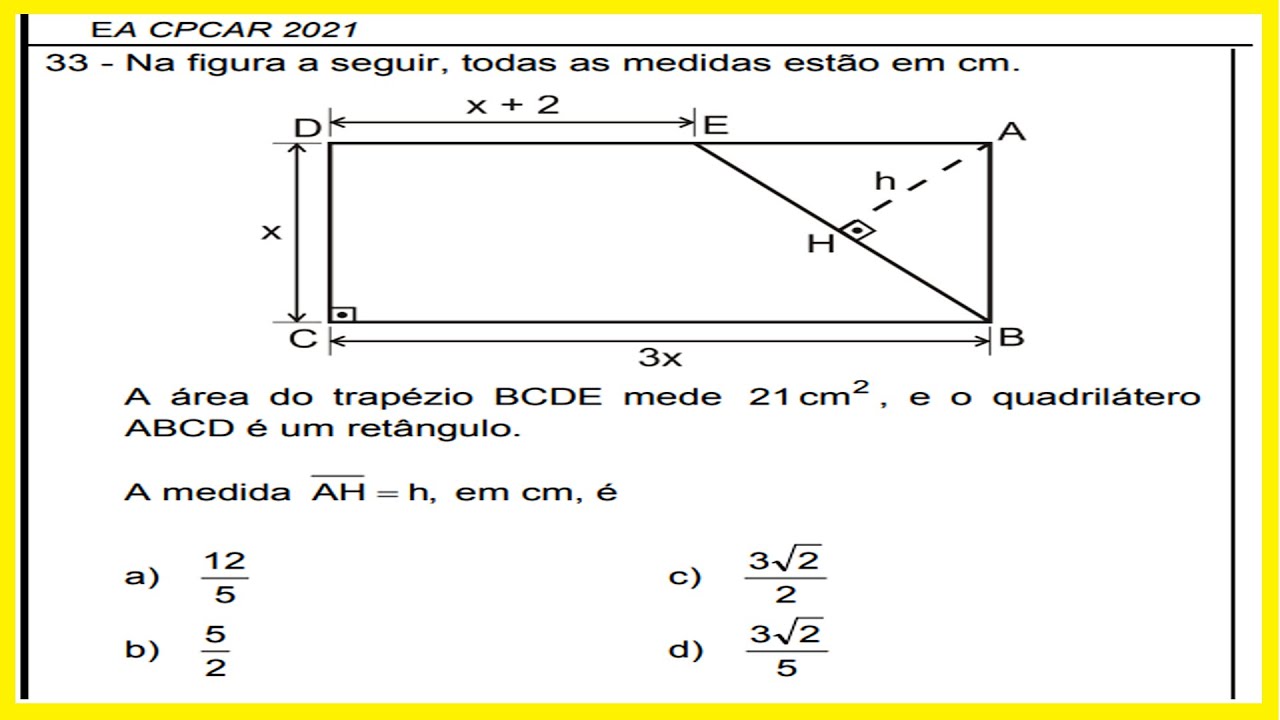 EPCAR 2021 | Questão de Geometria Plana