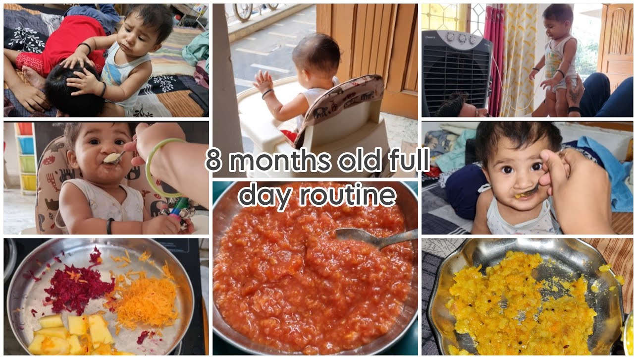 8 months old baby girl full day routine with breakfast to dinner food recipes  