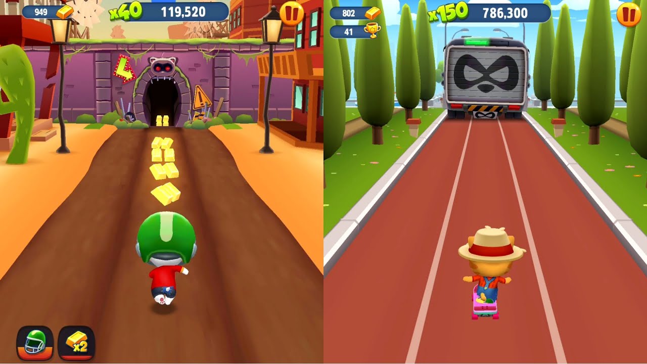 Talking Tom Gold Run Water Park vs Wild West - Superhero Henk vs Farmer Ginger vs Boss