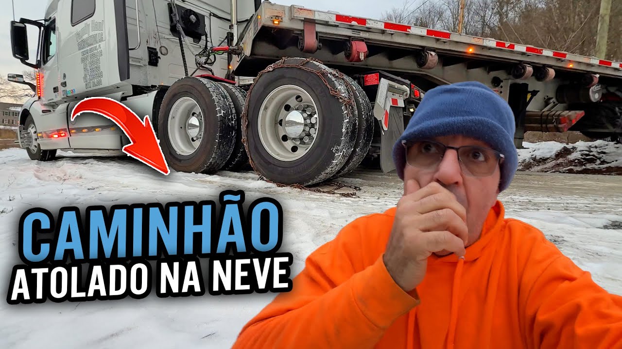 PERIGO ‼️ TIVE QUE COLOCAR CORRENTES NOS PNEUS- CAMINHÃO ATOLOU NA NEVE ⛄️ 
