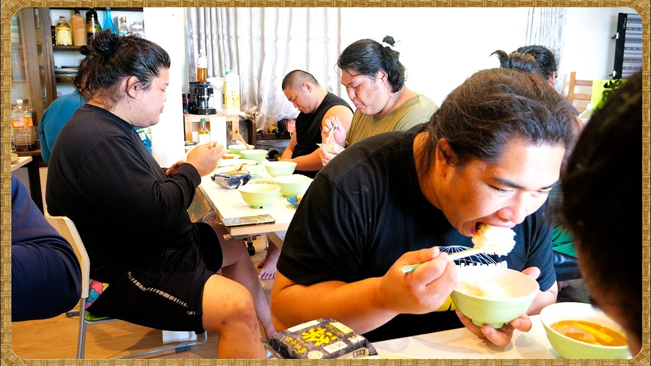 【相撲飯】牛カルビと野菜炒め・カレーちゃんこ鍋・鶏の照り焼き・納豆 ／ 朝稽古
