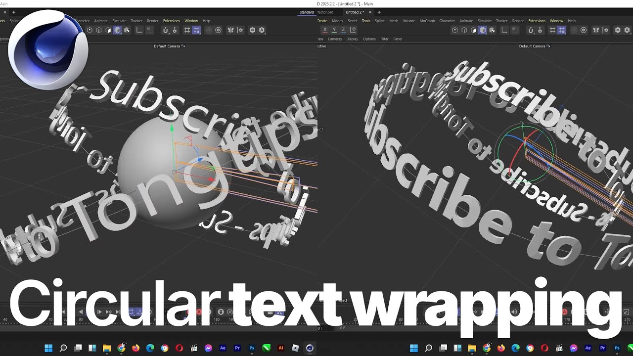 🔵 Создание 3D-текста в форме круга в Cinema 4D | Обтекание текста.