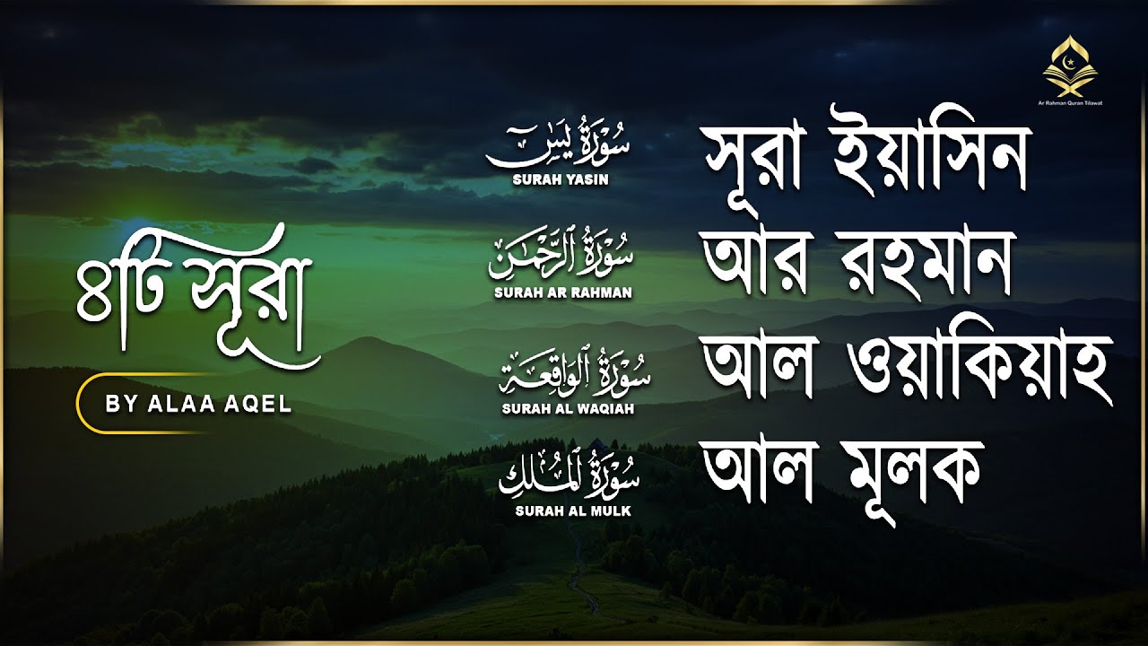 সূরা ইয়াসিন আর রহমান ওয়াকিয়া মুলক - কুরআনের ৪টি সূরার মনজুড়ানো তিলাওয়াত । By Alaa Aqel
