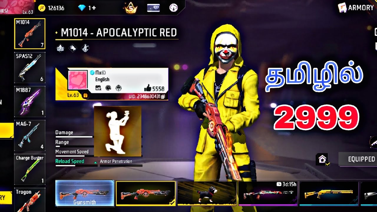 free Fire Acc Collection Feb 14 day  || தமிழில்💥 || Head Bundle || All evo Gunswith Op collection#id