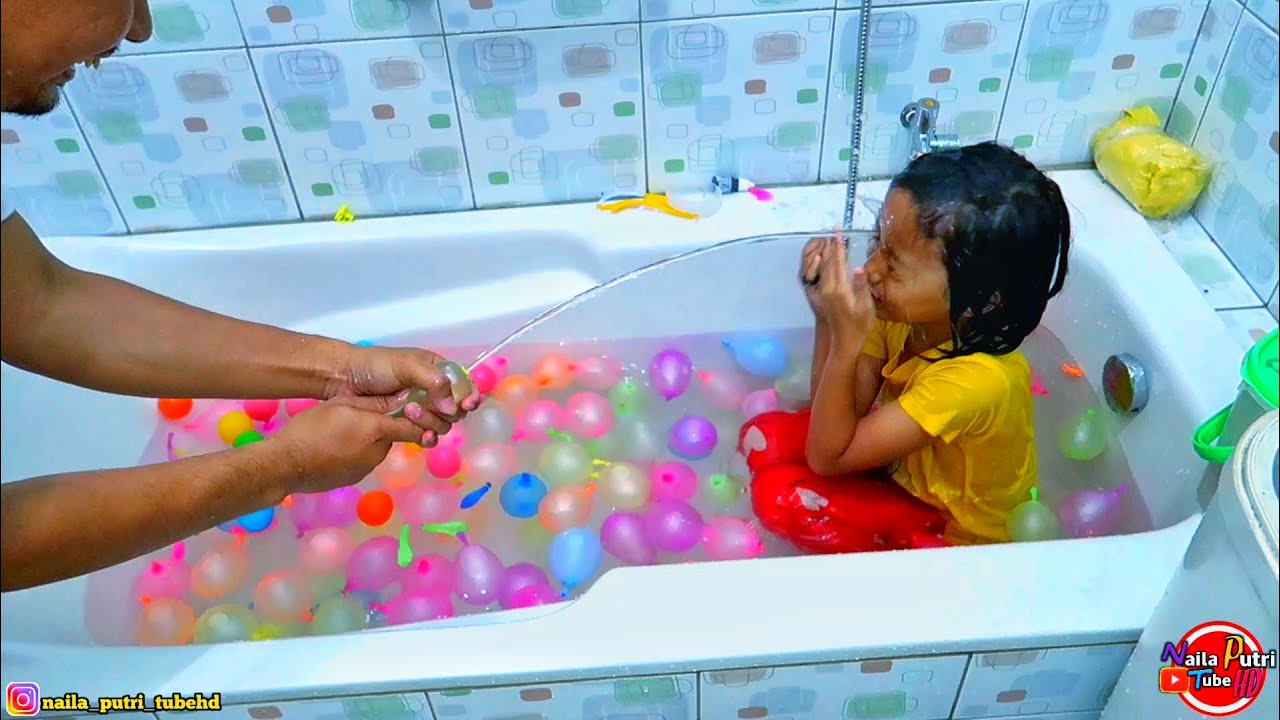 Seru nya Bermain Balon isi air Dan Review kacamata menyala Bersama AYAH