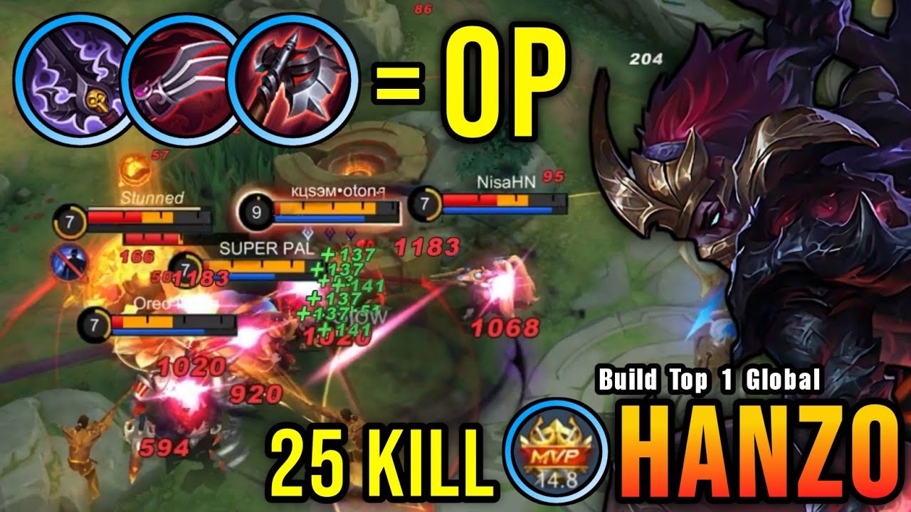 25 Kills!! Hanzo New OP Build Insane LifeSteal (AUTOWIN) - Build Top 1 Global Hanzo ~ MLBB