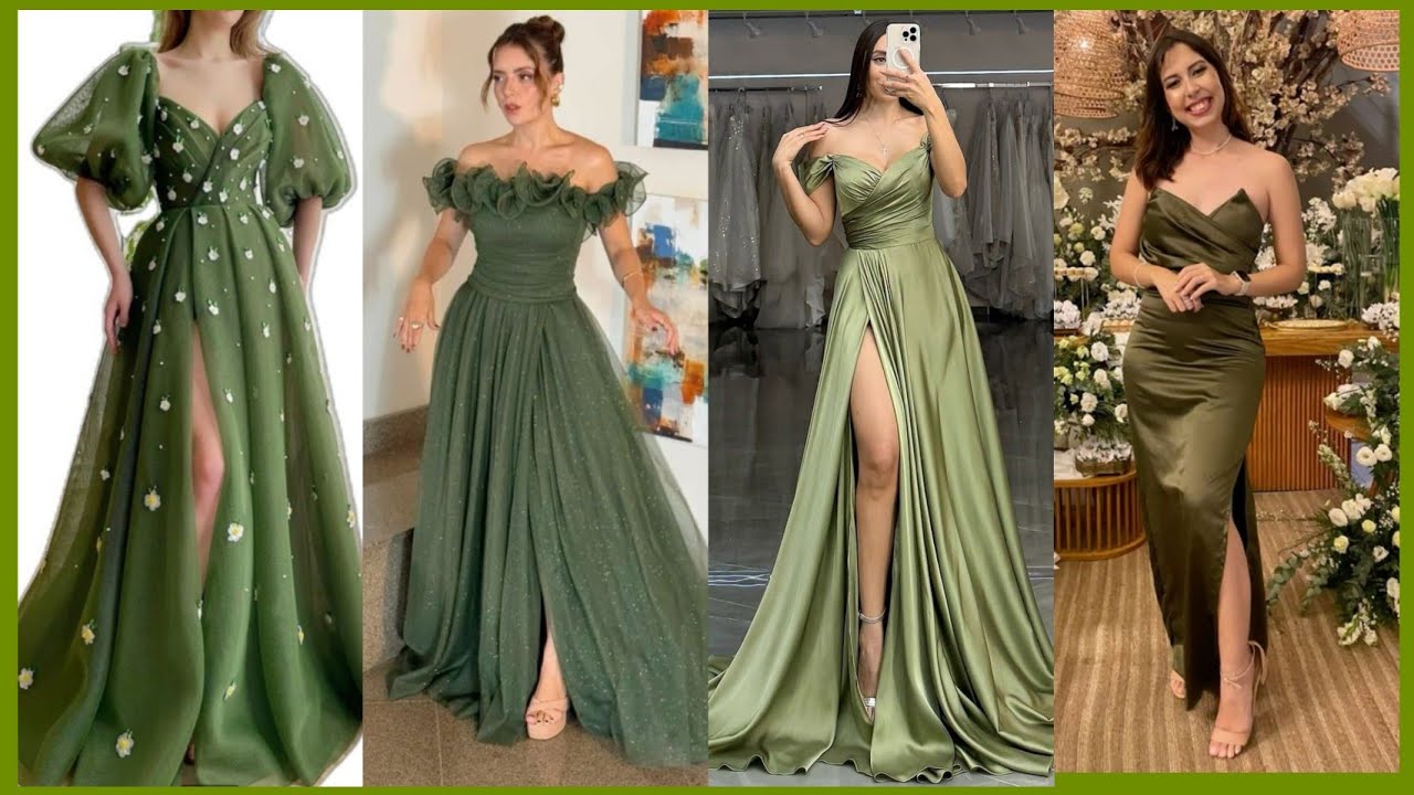 VESTIDOS VERDE OLIVO O VERDE MILITAR  HERMOSOS Y ELEGANTES