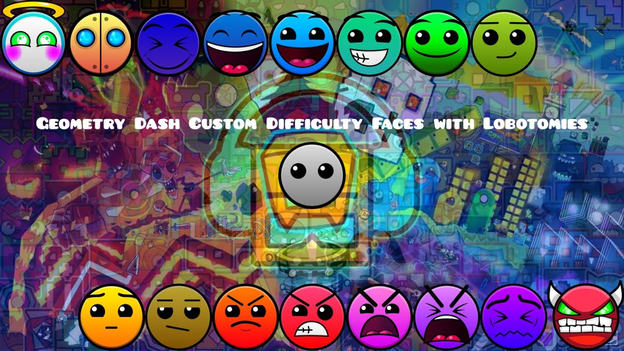 Geometry Dash Custom Difficulty Faces with Lobotomies (Version 12)