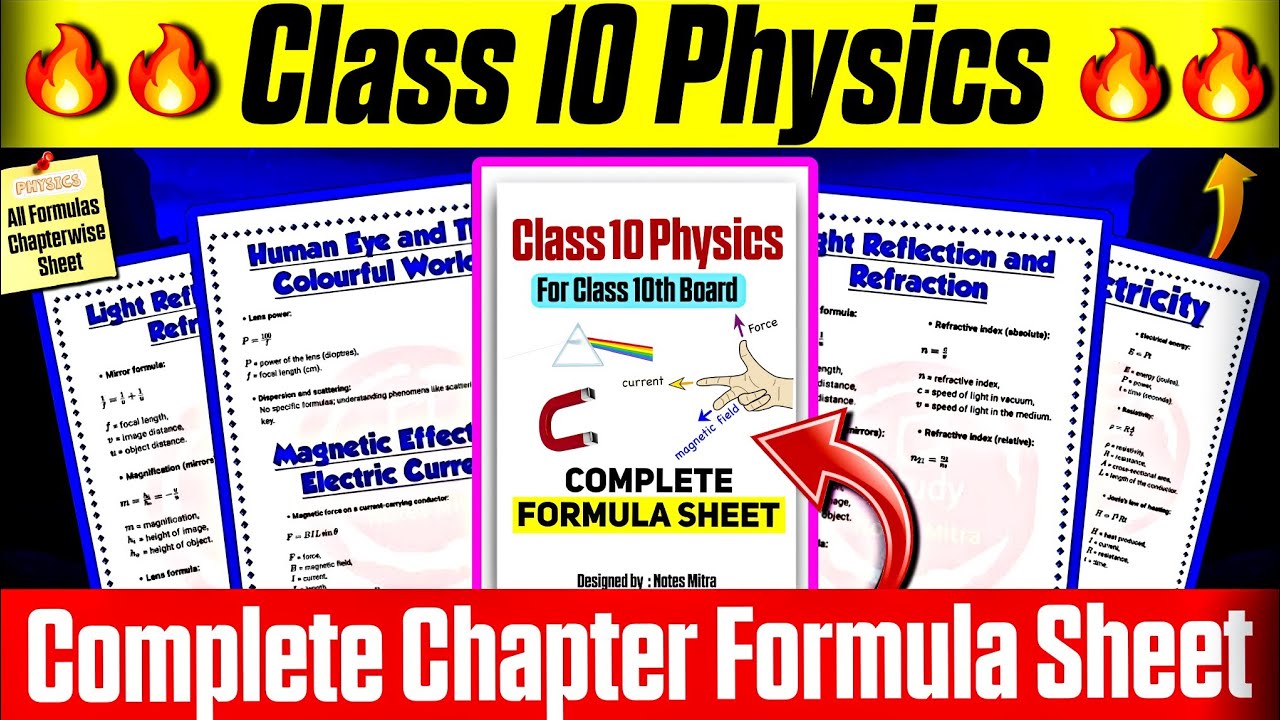 Class 10 Physics Complete Formula Sheet of All Chapter | Physics FormulaSheet Class10 | @Notes_Mitra