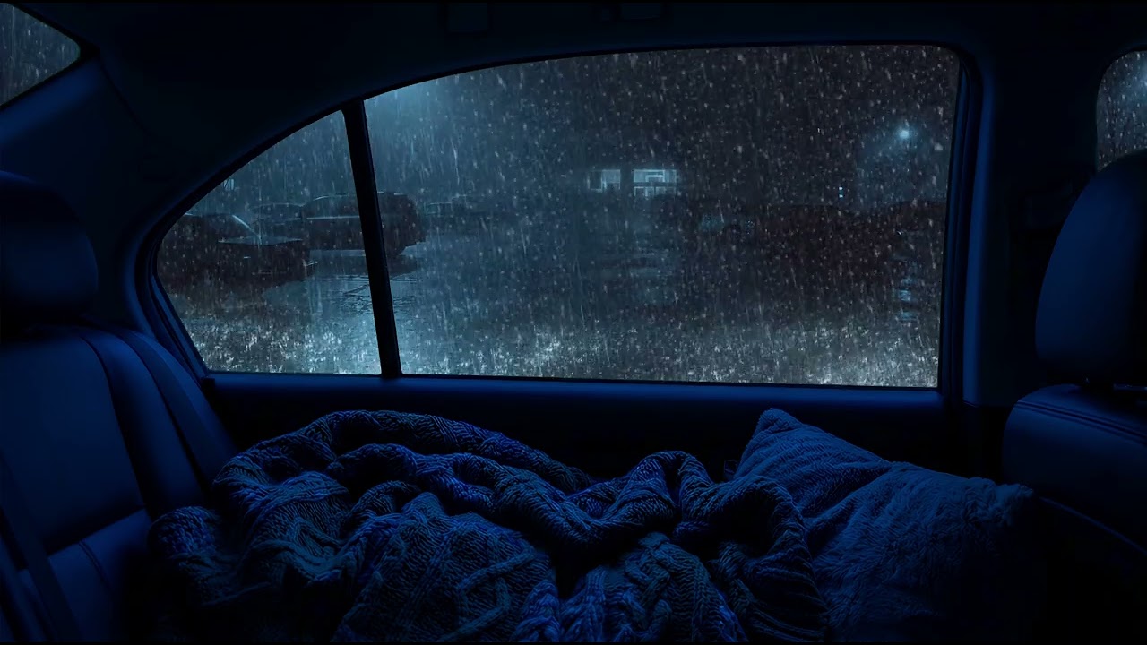 Midnight Calm Pounding Rain on Car Metal and Thunder - Find Your Balance, Sounds for Restful Sleep