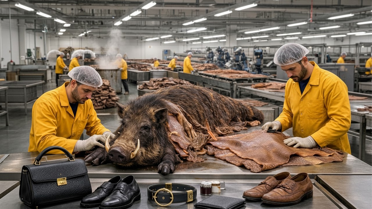 Inside an African Warthog Leather Processing Facility &mdash; Industrial Workflow