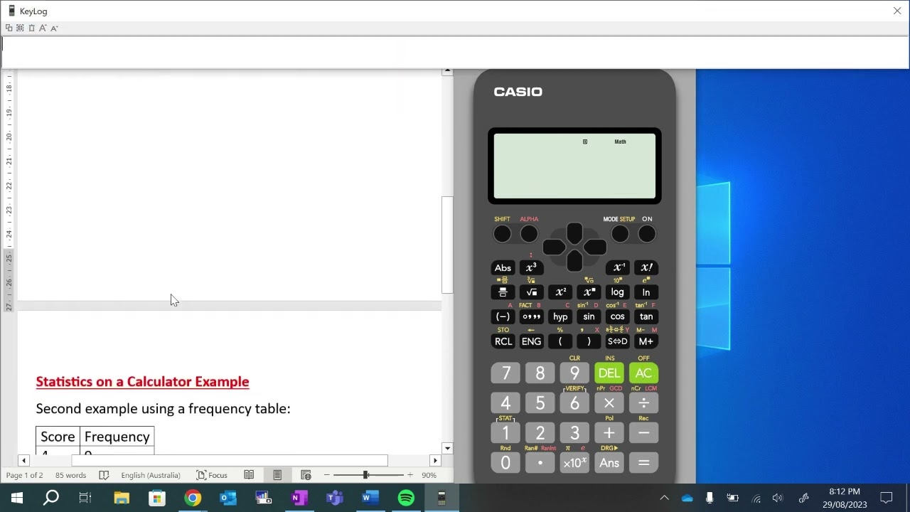Casio fx82 Statistics