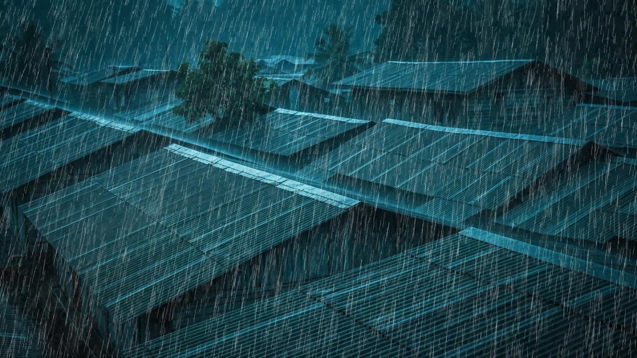 No Ads Rain Sounds for Sleeping - ASMR Savage Rainstorm On Tin Roof to Shut Down Anxiety