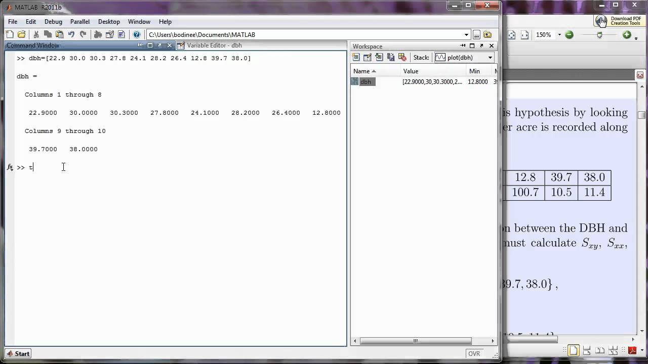 Matlab Arrays 01 - Creating a 1D Array