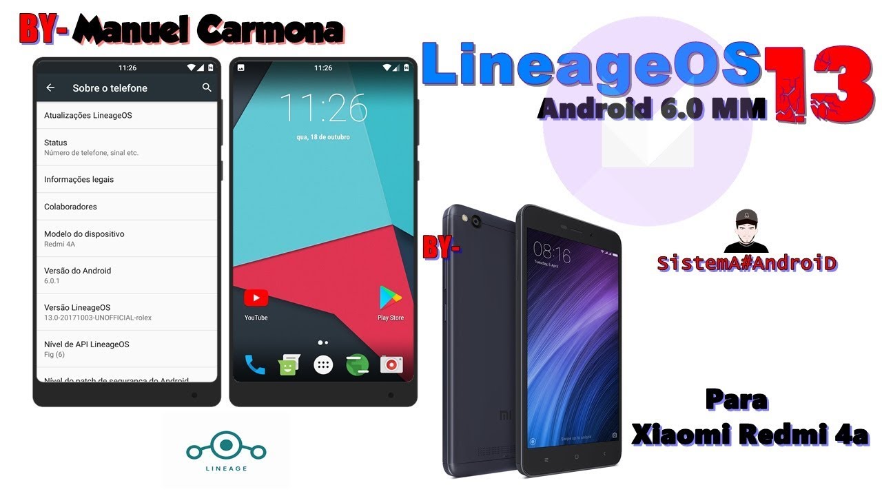ROM LineageOS  6.0 Marshmallow Est&aacute;vel Xiaomi Redmi 4a [ROLEX]