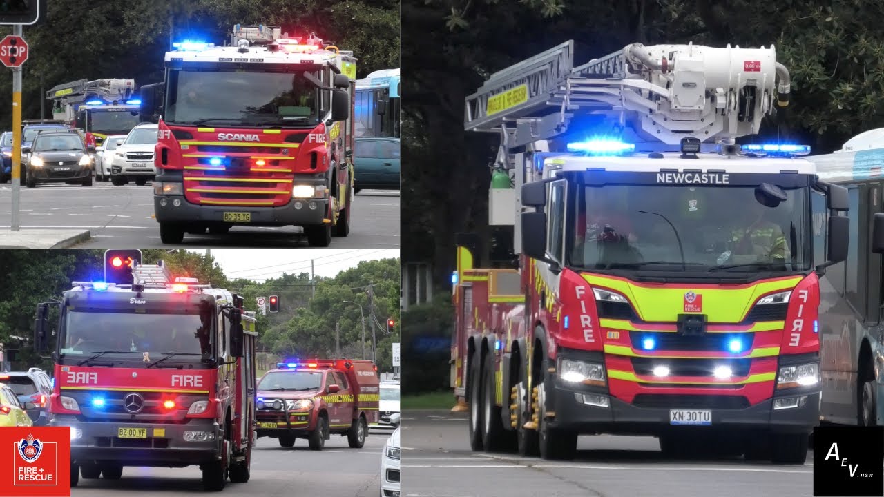 ⁴ᴷ  *HOUSE FIRE* - HORN USAGE* FRNSW Fire trucks responding to house fire Carrington