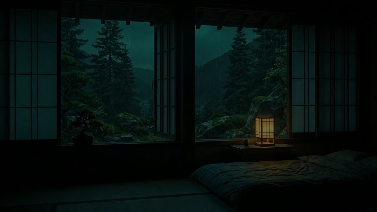 Deep Sleep Rain Sounds 🌧 Cozy Dark Bedroom | Anxiety Relief & Focus