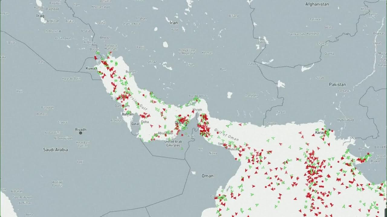 Live ship tracking map showing the Strait of Hormuz #worldnow