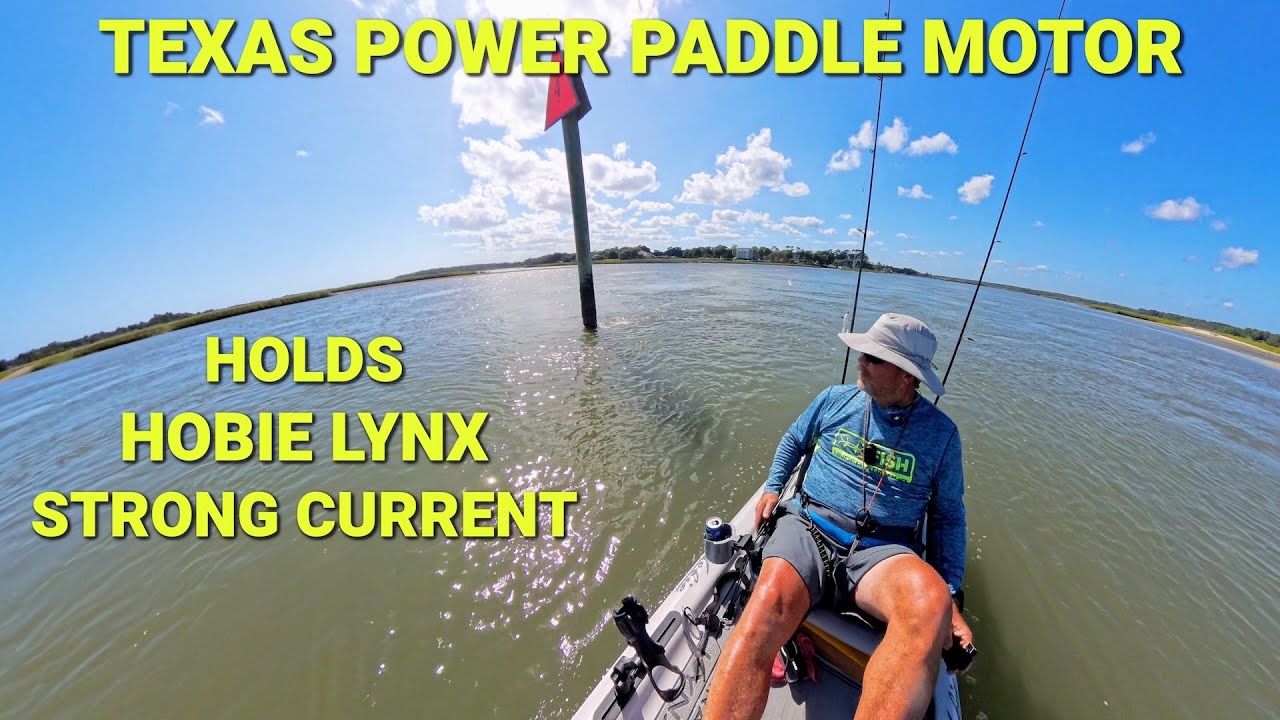 Texas Power Paddle Motor Holds My Hobie Lynx Kayak In Strong Current